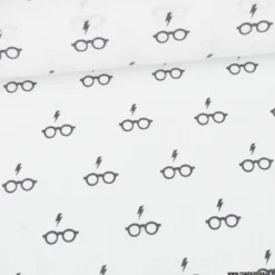 Tissu Harry Potter motifs lunettes et cicatrice de Harry