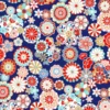 Tissu Hinata en coton motif fleurs fond bleu - OEKO TEX