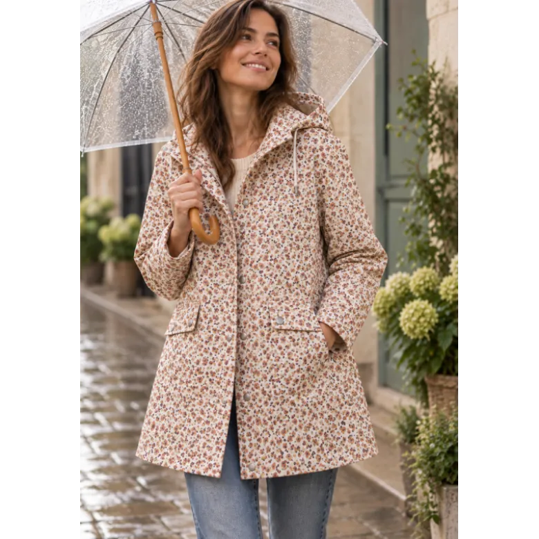 Tissu imperméable Ebbie type ciré motif léopard fond écru