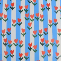 Tissu imperméable Tulipes type ciré de pluie motif fleurs et rayures