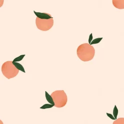 Tissu imperméable type ciré motif fruits fond rose clair