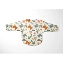 Tissu imperméable type ciré motif animaux de la Savane fond blanc cassé