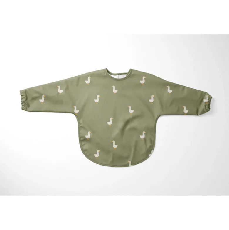 Tissu imperméable type ciré motif oies fond vert kaki