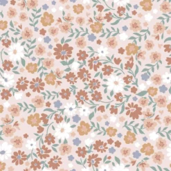 Tissu imperméable type ciré motif fleurs fond rose clair