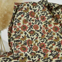Tissu Indien Block Print Ajmer fond lin