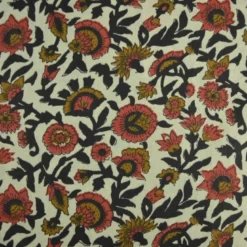 Tissu Indien Block Print Ajmer fond lin