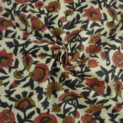 Tissu Indien Block Print Ajmer fond lin