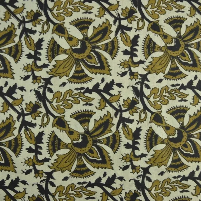 Tissu Indien Block Print Anegundi fond lin