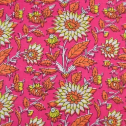 Tissu Indien Block Print Ilanth fond fuchsia - kalamkari