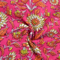 Tissu Indien Block Print Ilanth fond fuchsia - kalamkari