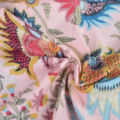Tissu Indien Block Print Neeravik fond rose pâle - kalamkari