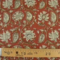 Tissu Indien Block Print Nirona fond terracotta