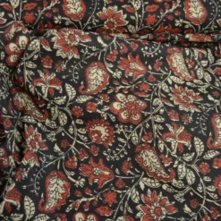 Tissu Indien Block Print Orchha fond Noir