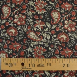 Tissu Indien Block Print Orchha fond Noir