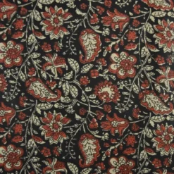 Tissu Indien Block Print Orchha fond Noir