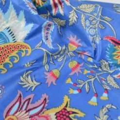 Tissu Indien Block Print Prayan fond Bleu - kalamkari