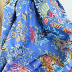 Tissu Indien Block Print Prayan fond Bleu - kalamkari