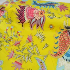 Tissu Indien Block Print Prayan fond jaune - kalamkari