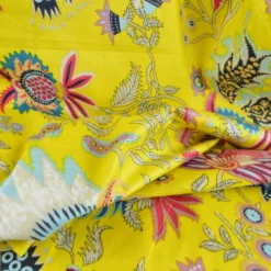 Tissu Indien Block Print Prayan fond jaune - kalamkari