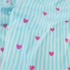 Tissu Indien Block Print rayures bleues et coeurs roses