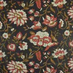 Tissu Indien Block Print Ziro fond noir