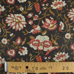 Tissu Indien Block Print Ziro fond noir