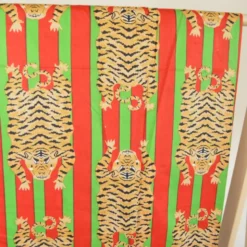 Tissu Indien Block Tigres - Rouge et vert
