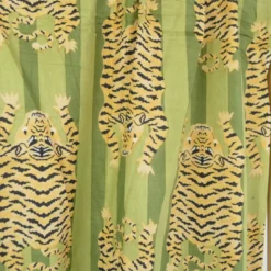 Tissu Indien Block Tigres - vert amande