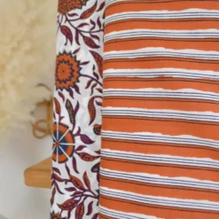 Tissu indien en voile de coton Mandawa – Motif fleurs Cognac