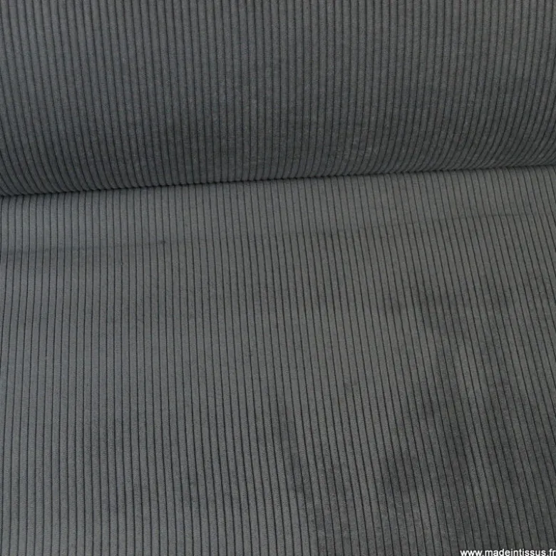 Tissu isolant thermique & occultant en velours grosses côtes Alberta - anthracite