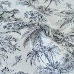 Tissu jacquard Daktari motif exotique d'inspiration Toile de Jouy