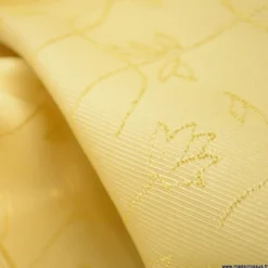 Tissu Jacquard dessin fleurs lierre moutarde
