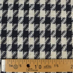 Tissu jacquard effet tweed motif pied-de-poule Bleu avec fil lurex doré