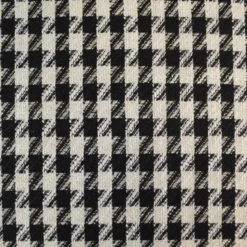 Tissu jacquard effet tweed motif pied-de-poule Noir avec fil lurex doré