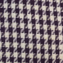 Tissu jacquard effet tweed motif pied-de-poule violet avec fil lurex doré