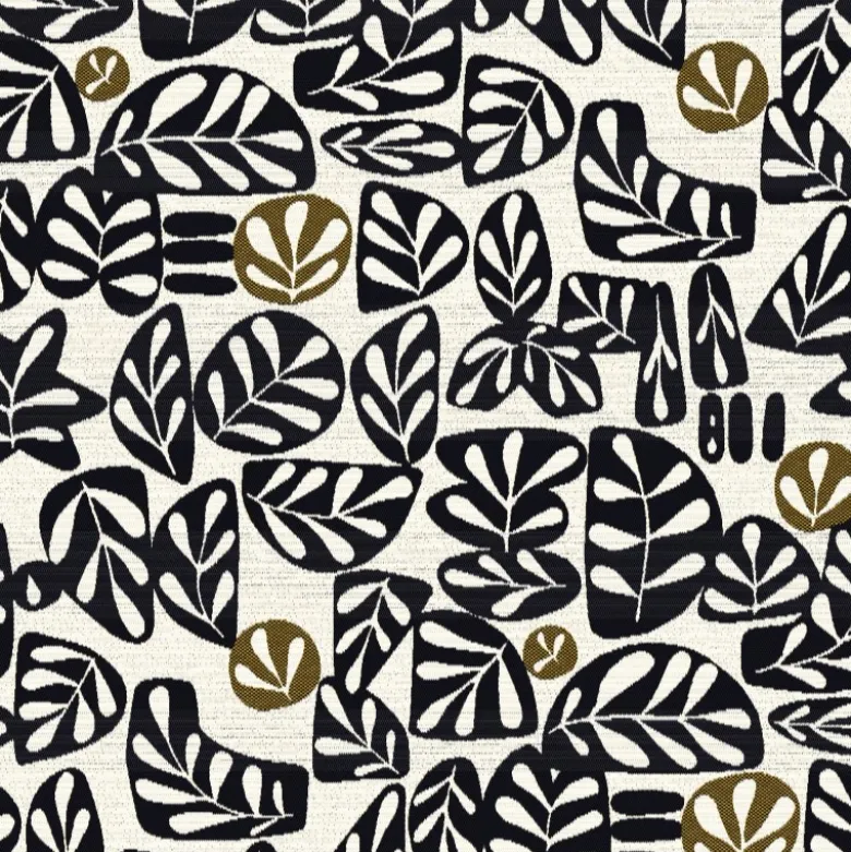 Tissu jacquard Galet Noir et blanc - Made in france