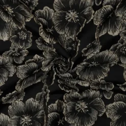 Tissu jacquard Habillement fleuri noir irisé