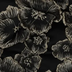 Tissu jacquard Habillement fleuri noir irisé