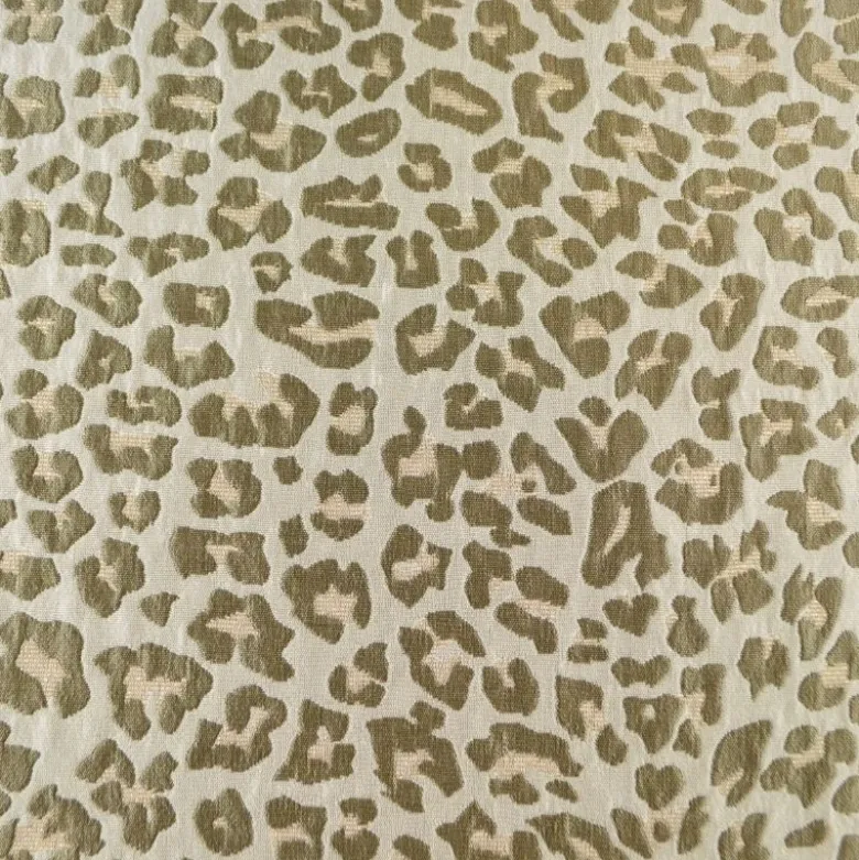 Tissu jacquard Habillement Leopard Lurex beige et vert olive