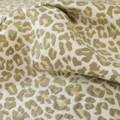 Tissu jacquard Habillement Leopard Lurex beige et vert olive