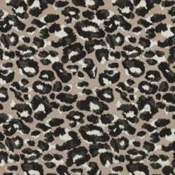 Tissu jacquard Habillement Leopard noir et doré fond beige
