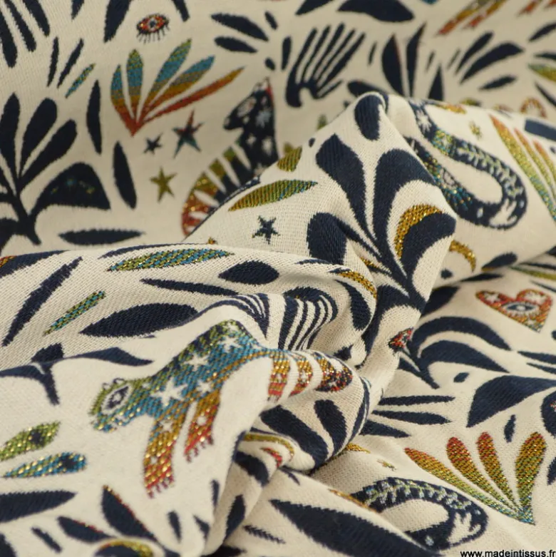 Tissu jacquard Jungle Mystic multicouleurs