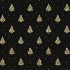 Tissu jacquard Laponie motif sapins Or fond Noir