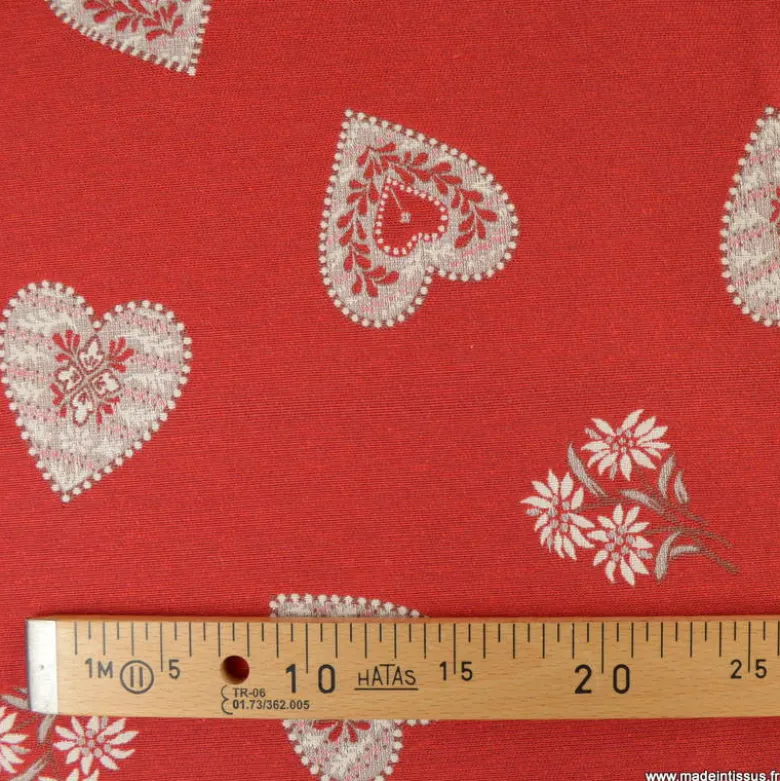 Tissu Jacquard Praloup All over rouge - Grande largeur