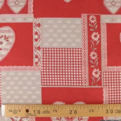 Tissu Jacquard Praloup Patch rouge - Grande largeur