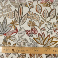 Tissu jacquard Sarong motif exotique fond lin - Made in france