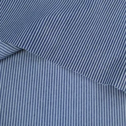 Tissu Jean Denim bleu à rayures blanches