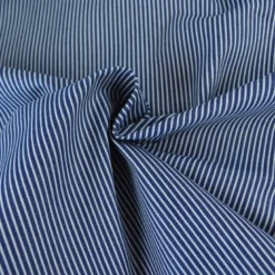 Tissu Jean Denim bleu à rayures blanches