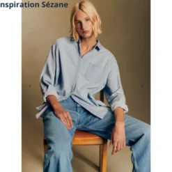 Tissu jean denim Fin et Souple en coton prélavé - bleu clair