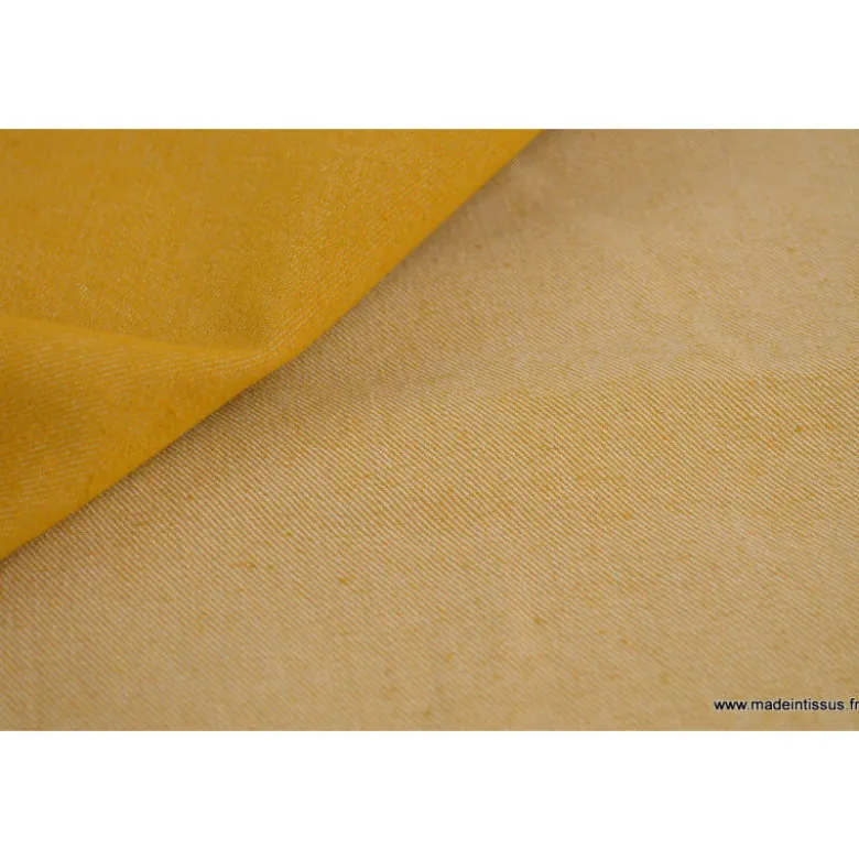 Tissu jean stretch coloris moutarde